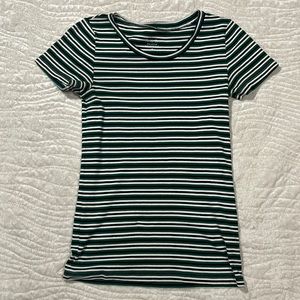 J Crew striped t Shirt. Size small. Green and black. Gently worn.